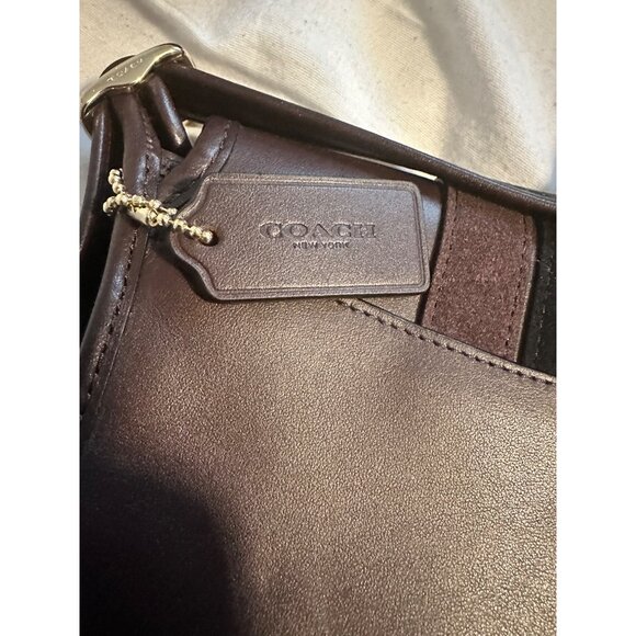 Coach F11911 Patricia Floral Embroidery Varsity Shoulder Bag Purple Leather - Picture 5 of 11